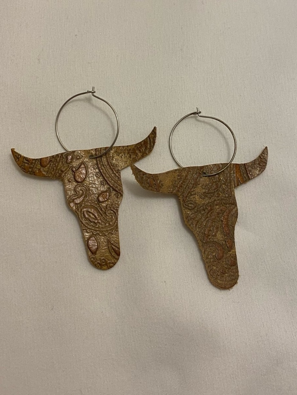 Leather Longhorn Earrings